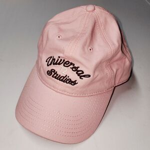 Universal Studios Baseball Cap Pink Script Logo Hat Adult OSFM Hook & Loop NWOT